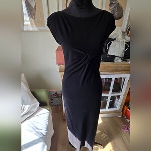 Prada Black Viscose Twist-Front Midi Dress – Timeless Italian Elegance